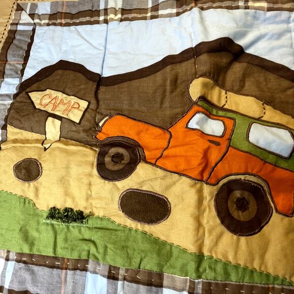 Woolrich Kids Camping Jeep Outdoors Pillow Sham Brown Green Outdoors - Picture 3 of 7